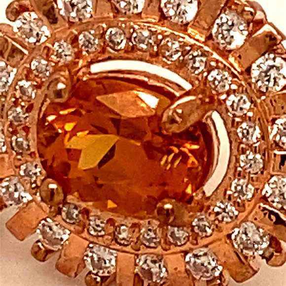 Hessonite 1.15ct Rose Gold Finish Silver Pendant - Picture 6 of 6